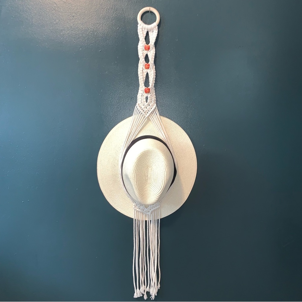 Cream Macrame Hat Hanger